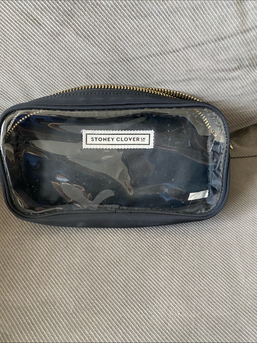 Stoney Clover Lane Black Clear Travel Pouch with Gold Zip